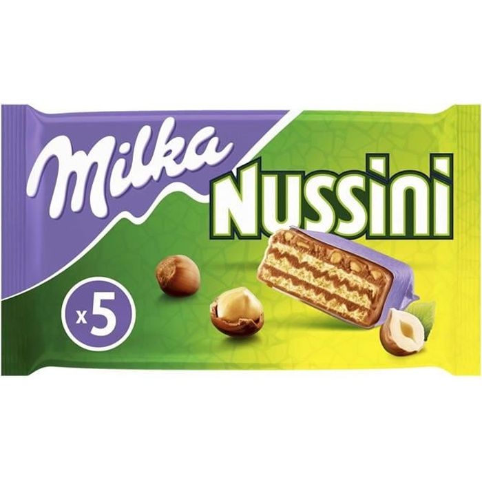 LOT DE 24 - MILKA : Nussini Gaufrettes croustillante fourée crême noisette 157g