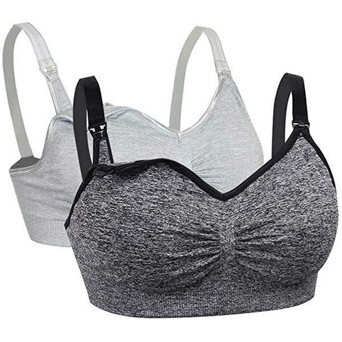 Lot de 2 Soutien-Gorge Allaitement Femme Maternité Brassière d'allaitement Bra de Grossesse Postnatal Sans Armature Sous-vêtement