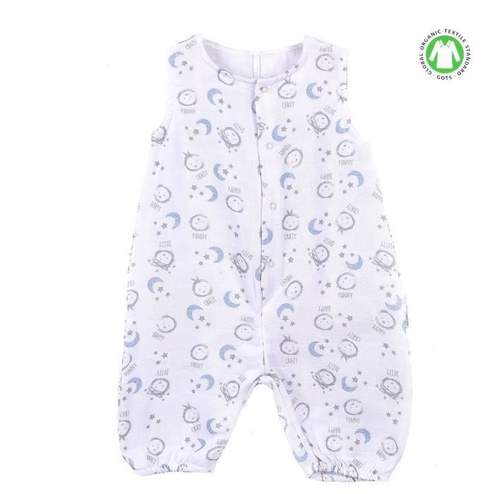 Gigoteuse à pieds bébé, mousseline de coton bio, DREAMS Bleu 9-12M - 74CM