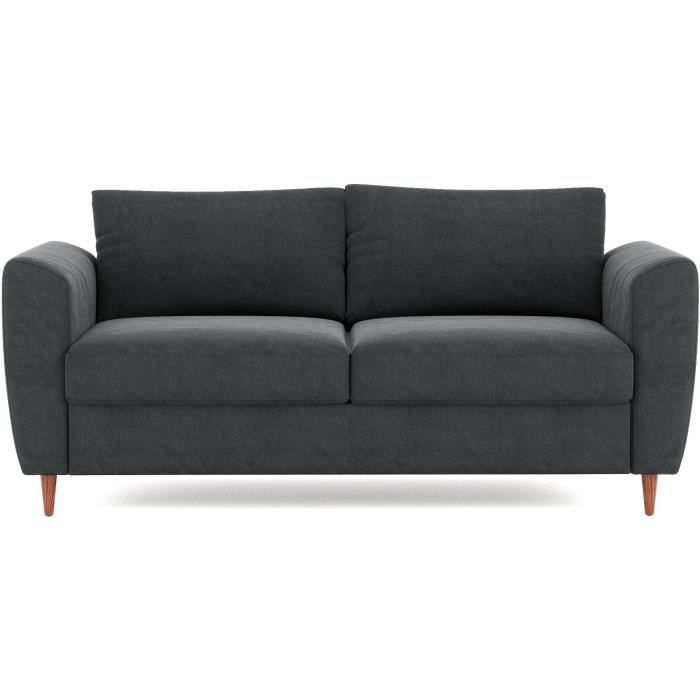 Canapé droit 2/3 places - Tissu gris anthracite - L 181 x P 88 cm - OSKAR