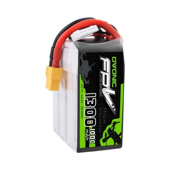 OVONIC 1300mAh 6S 22.2V 100C Batterie LiPo avec XT60 pour FPV Freestyle