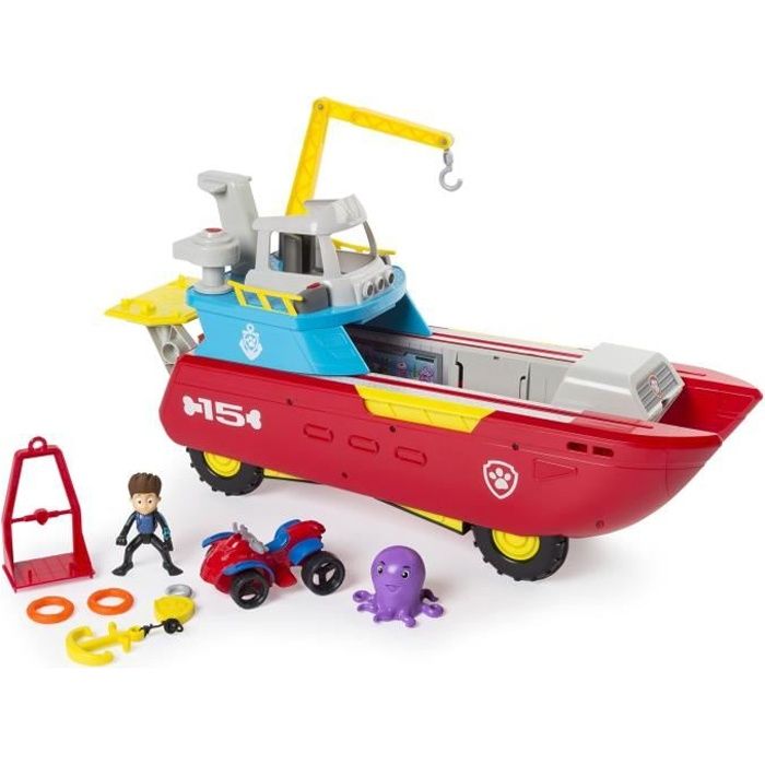 PAT PATROUILLE Bateau Sea Patroller - Véhicule transformable avec quad et figurine