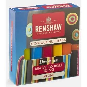 Pack Pâte à sucre couleurs neon 5 x 100 g
