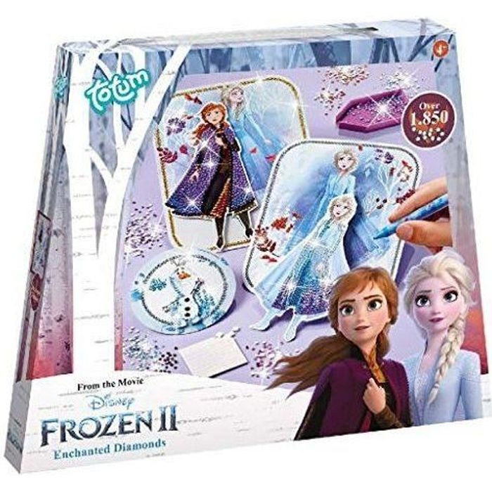 Totum- Diamant Bastel-Set Frozen II kit créatif-Reine des Neiges-Enchantes Diamonds-Crée tes Personnages avec des Strass, 680722, Mu
