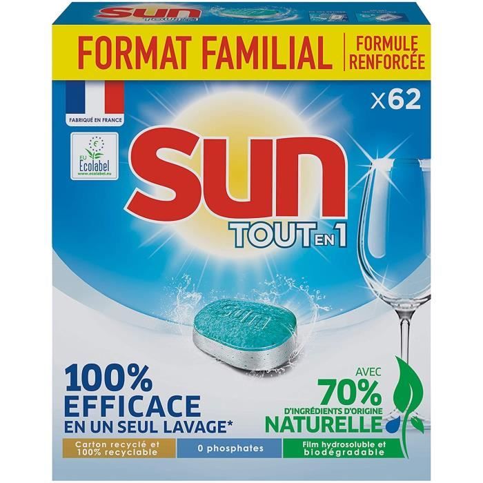 SUN Tablettes Lave-Vaisselle Standard - Format familial - 62 Lavages