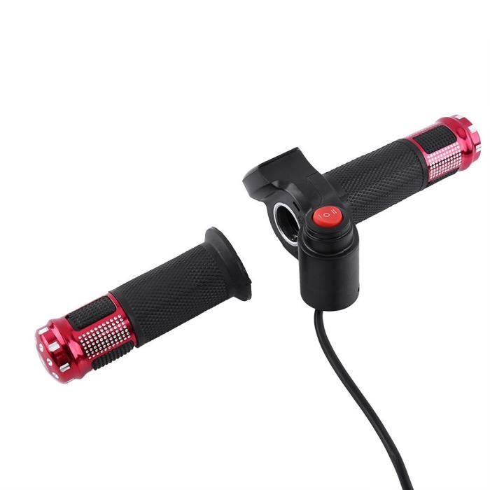 Guidon 1* paire Poignée demi-accélérateur indicateur électrique d'affichage à LED et verrouillage pour scooter vélo -Rouge