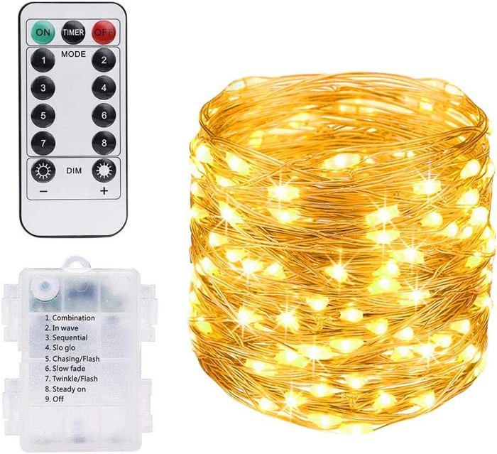Guirlande Lumineuse LED - 10 Pack 2M 20LEDs Fil De Cuivre, Guirlande Lumineuses Piles Pour Vase Long Et Fin, Table, Interieur Exterieur, Vacances, Mariage, Fête, Noël (Blanc Chaud