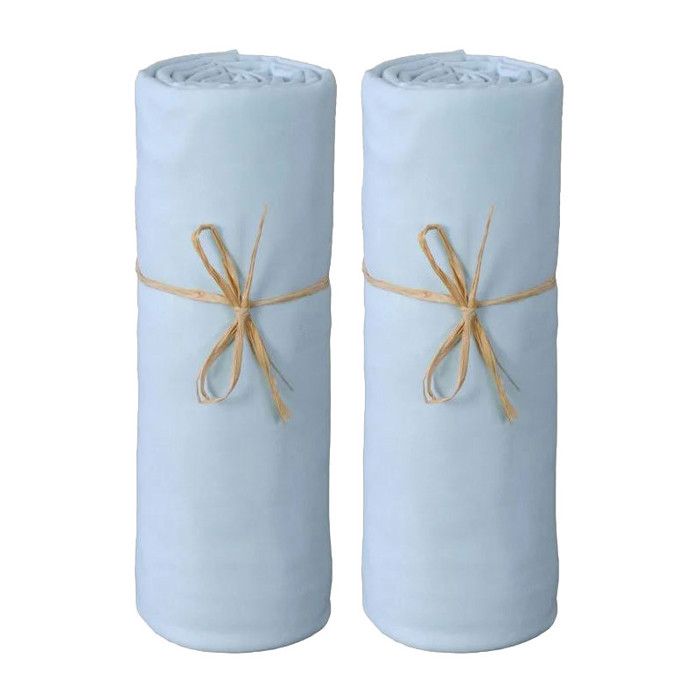 Lot de 2 Draps housse lit bébé 60 x 120 cm / 100% coton / 57 fils/cm² - 1 Ciel + 1 Ciel Lot de 2 Draps housse lit bébé 60 x 120 cm / 100% coton / 57 fils/cm² - 1 Ciel + 1 Ciel