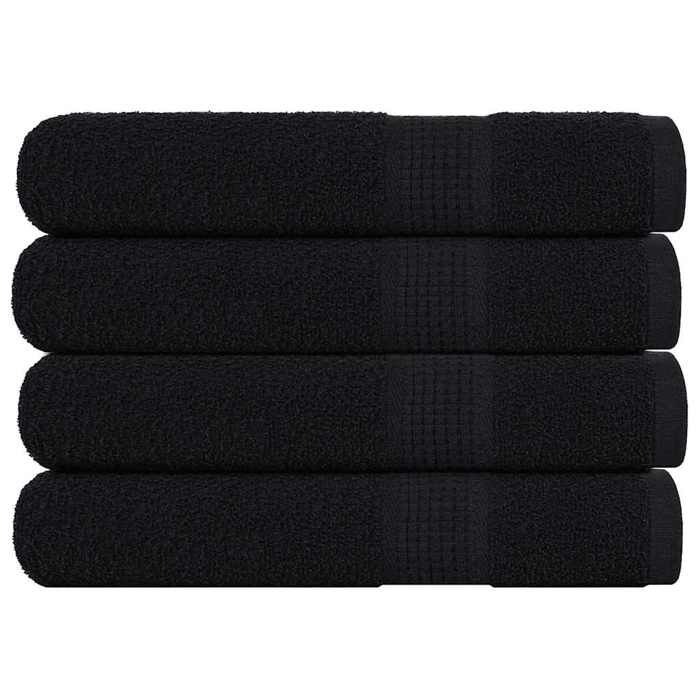 vidaXL Serviettes 4 pcs noir 100x200 cm 360 g/m² 100% coton serviette de plage serviette dinvité grande serviette de 136963
