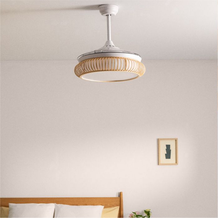 Ventilateur de plafond - Create - WIND CLEAR RATTAN - Silencieux - Pales rétractables - LED 36W - Create
