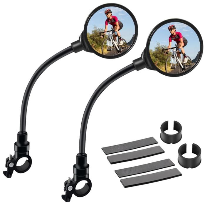 FOUTP Rétroviseur De Vélo 2pcs - Miroir De Guidon Convexe Pour VTT Et Véhicules Terrain - Noir 8cm
