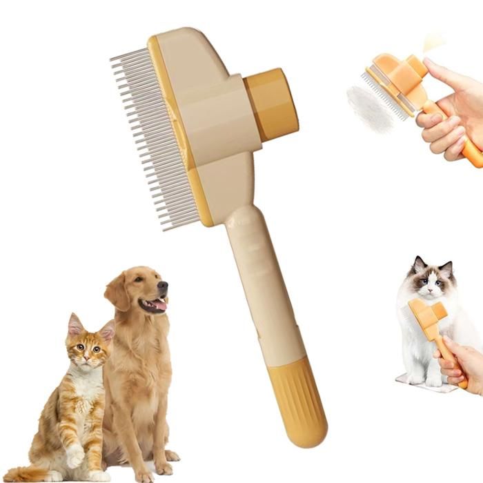 Brosse pour chats peigne anti-puces peigne pour chiens et chats brosse de toilettage pour chats et chiens（Jaune）