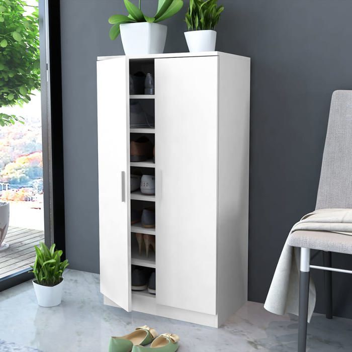 Prix bas - Meuble à chaussures-Meuble de rangement - 7 étagères blanc （897566430497)