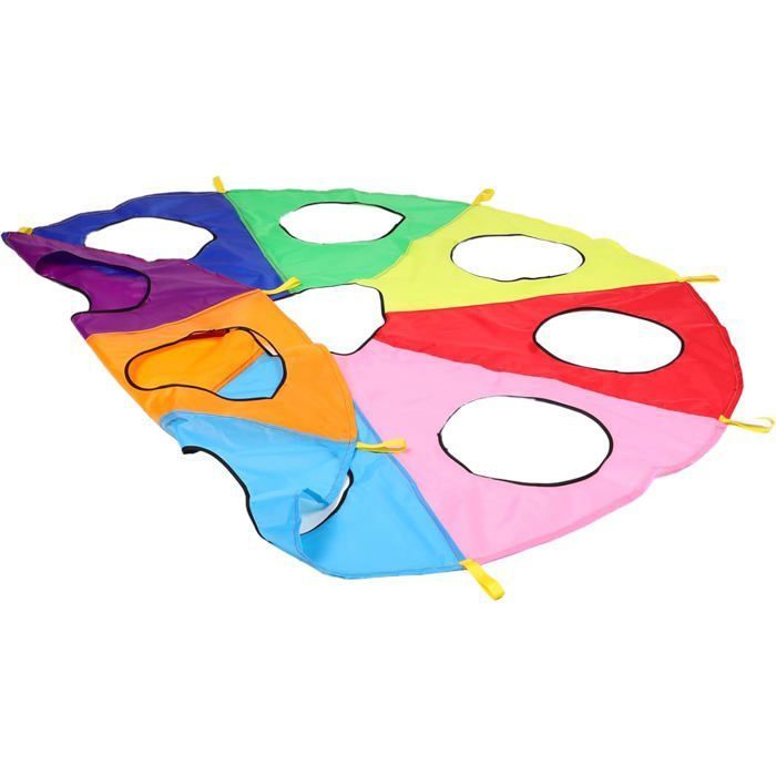 Dimoxii Parachute De Jeu Arc-en-Ciel 4 Métres Pour Enfants - 8 Poignées - Jeu Extérieur Éducatif