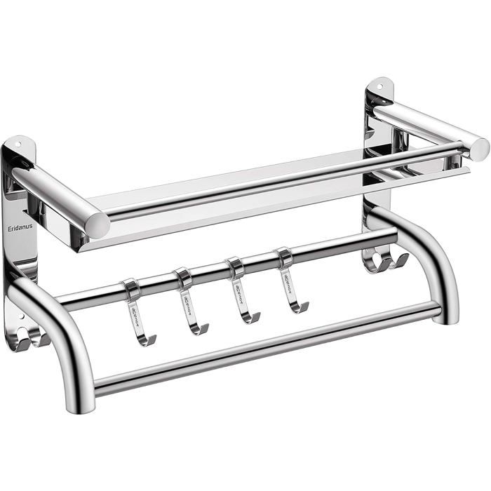 Porte-Serviettes en Acier Inoxydable SUS304 Etagère Salle de Bains en Acier Inoxydable Brossé(40 x 19 x 15 cm) Label