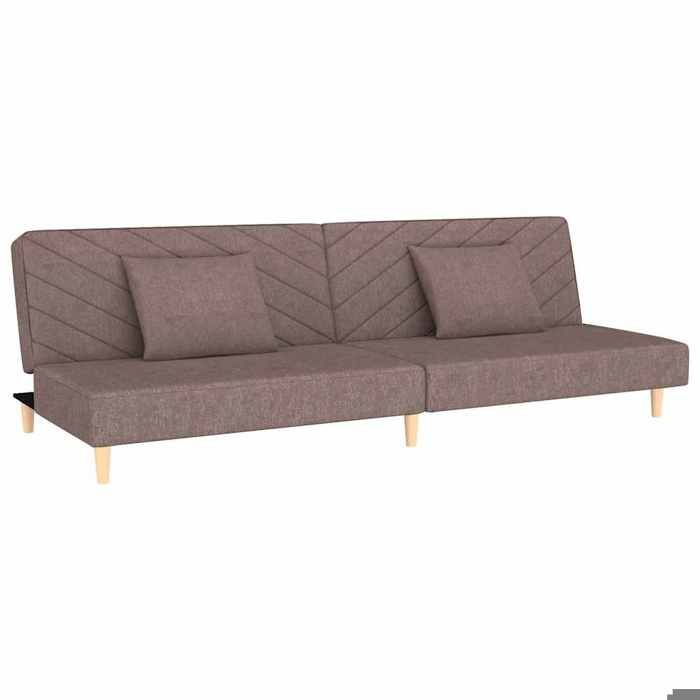 CHIC Canapé-Lit - Lit gigogne Convertible - à Deux places avec deux oreillers taupe tissu - 200x84 5x69 cm 869068 S11 CHIC Canapé-Lit - Lit gigogne Convertible - à Deux places avec deux oreillers taupe tissu - 200x84 5x69 cm 869068 S11