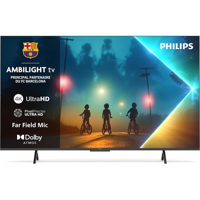 Philips Ambilight 55PUS8200 4K LED Smart TV Écran 55 Pouces avec Plateforme Pixel Precise Ultra HD Titan OS et Son Dolby Atmos Compatible Alexa et Assistant Vocal Google