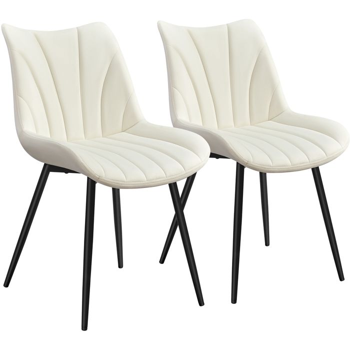 Yaheetech Lot de 2 Chaises de Salle à Manger avec Dossier Assise en Velours et Pieds en Métal Beige Yaheetech Lot de 2 Chaises de Salle à Manger avec Dossier Assise en Velours et Pieds en Métal Beige