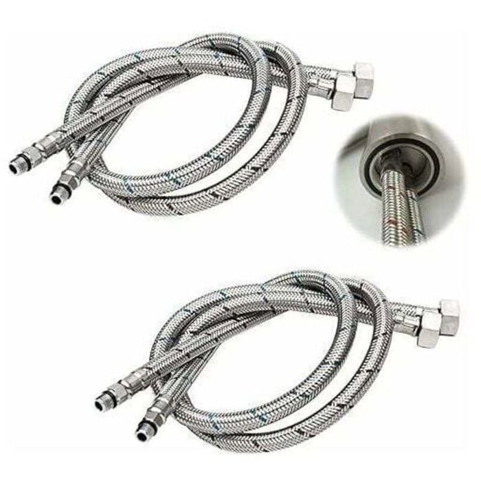 Tuyau de raccordement G 3/8 DN6 60 cm de long pour robinets tuyau deau flexible fileté à compression 2 pièce (1 paire)