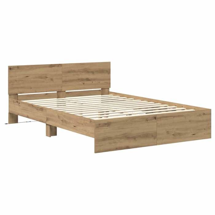 (Sale Christmas) Lit 2 places - 140x190 cm - Cadre de lit - Chêne artisanal 140x190 cm Bois dingénierie BB6028