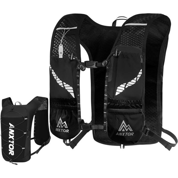 Sac à Dos Hydratation 5L Gilet Running Homme avec 10 Poches Réfléchissant Sac Hydratation Trail Running Réfléchissant Femme