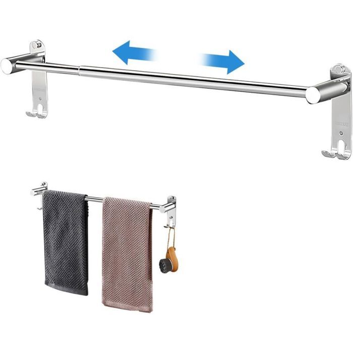 Porte-serviettes mural de salle de bain avec barre à serviettes réglable longueur de 50 cm à 90 cm en acier inoxydable barre un