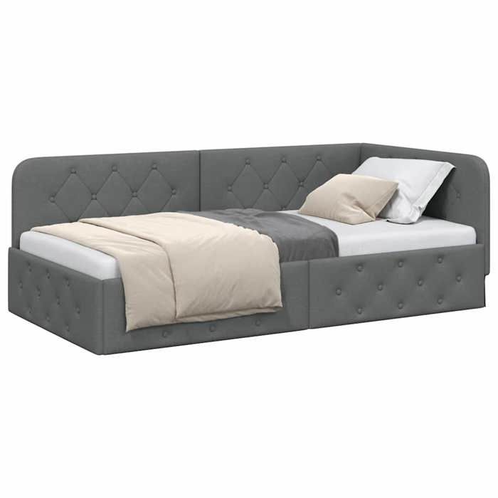 Structure de lit Classique - 1 Personne - vidaXL - tissu - gris foncé - 100x200 cm - facile à nettoyer - Capacité 140 kg fle14b76340