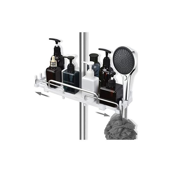 Étagère de Douche télescopique 32-48 cm Suspendre pour Salle de Bain sans perçage étagère de Rangement pour Barre de Douche de 1