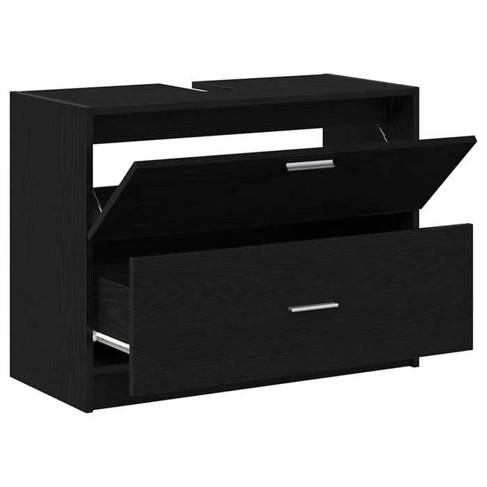 meuble sous lavabo Chêne Noir 78x37x59 cm Bois dingénierie_2 ans garantie_50887