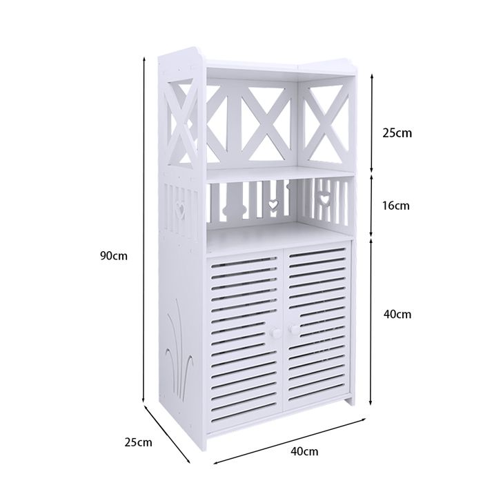 Meuble de salle de bain QUIIENCLEE colonne blanche à 3 étages 90x40x25cm armoire de rangement étanche double porte