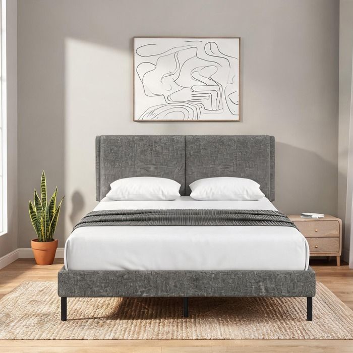 Canape Convertible en Lin et métal Gris 196 x 150 x 112 cm - Gris Lin et métal 196 x 150 x 112 cm Ref YWF5UX