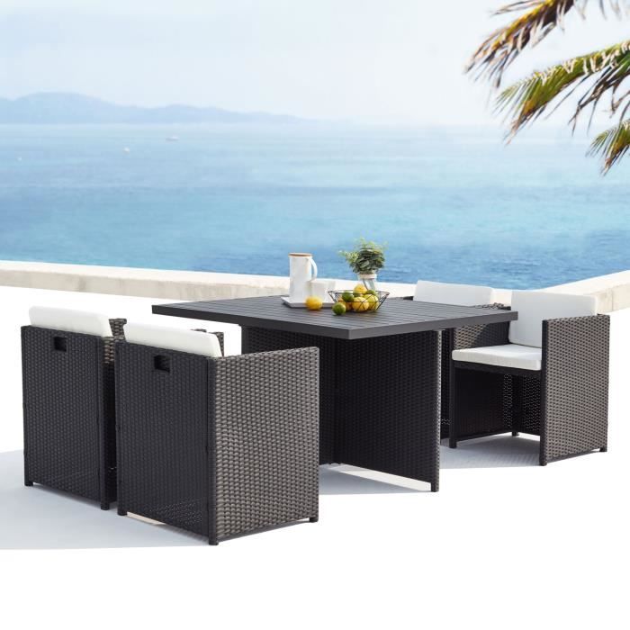 Le Kaolino Salon De Jardin Encastrable 4 Places En Resine