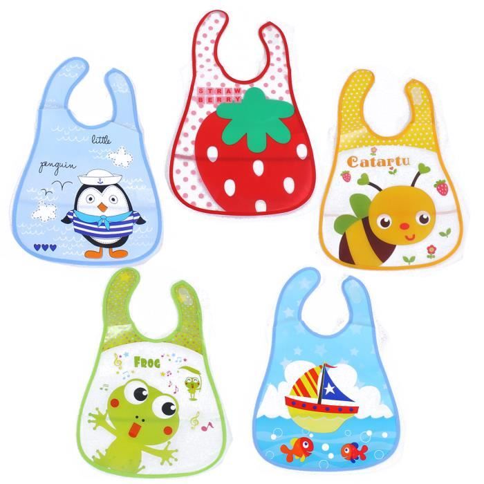 Lot De 5 Bavoirs Bebe Bavoirs Impermeable Bebe Avec Dessin Anime Cadeau Naissance Cdiscount Puericulture Eveil Bebe