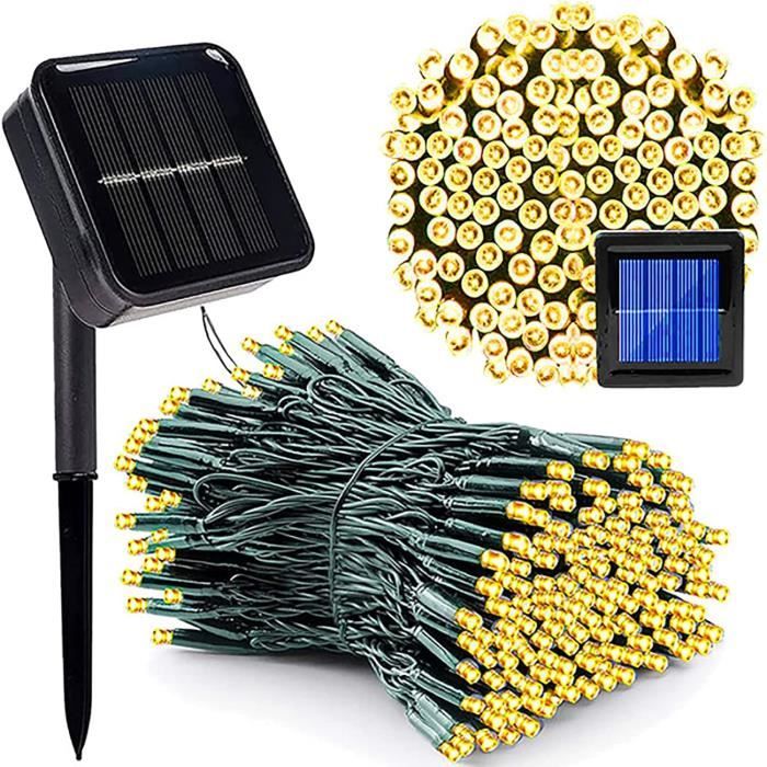 Guirlande Lumineuse Solaire Extérieur 12m 100 LEDs - IP65, 8 Modes, Blanc Chaud, Pour Jardin, Terrasse, Balcon