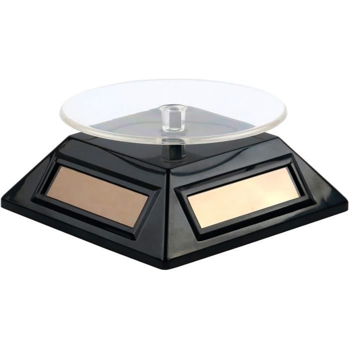 Présentoir Tournant Solaire Pour Bijoux - Plateau Rotatif Automatique - Alimentation Solaire, Pas De Fil - ABS - 10x10 Cm