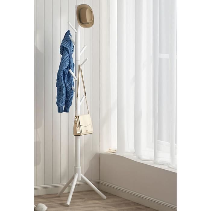 Porte-Manteaux En Bois Autoportant,Portant à Vêtements Avec 8 Crochets