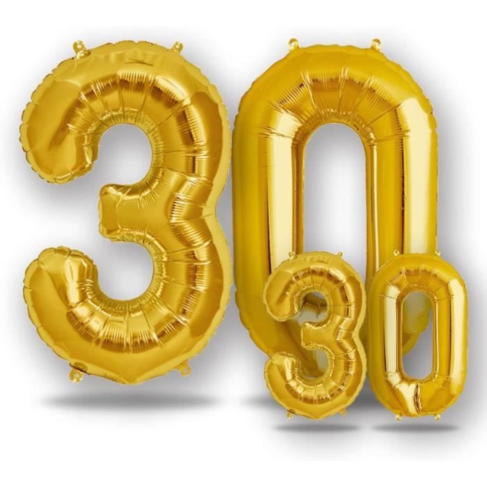 ® Ballon Decoration Anniversaire 30 Ans - Lot De 2 -Ballons Numéro 30 En Or  - Deco Anniversaire 30 Ans Femme Ou Homme - Gonf[J7680]