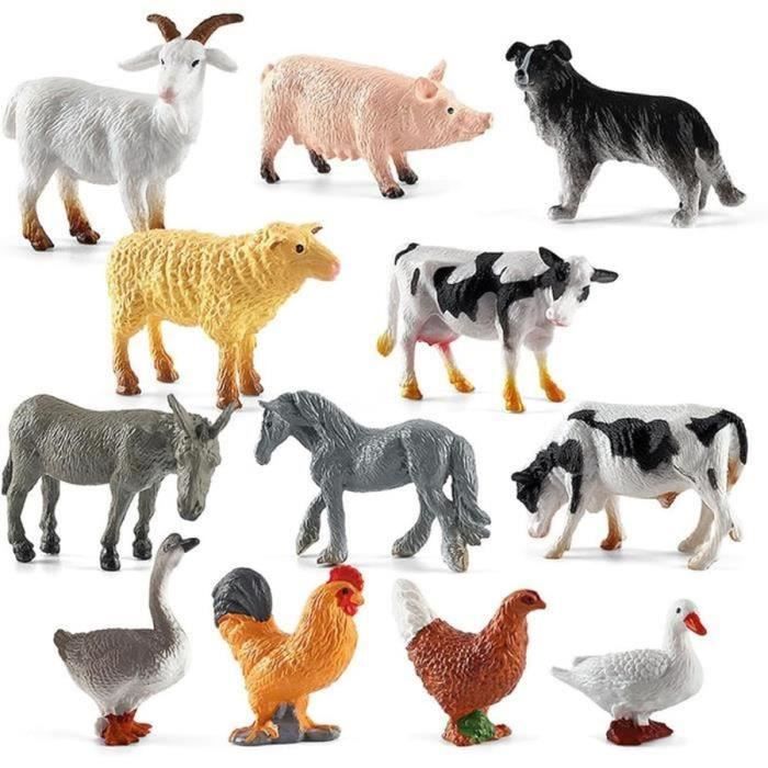 Lot de 12 modèles pour Animaux de Ferme - Mini Figurines d'animaux de la  Ferme,Figurine Animaux Jouet pour Enfant, Fête à Thème - Cdiscount Jeux -  Jouets