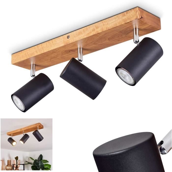 Plafonnier Spots De Plafond Noir Vintage 3 Flammes Métal 330°led Spot