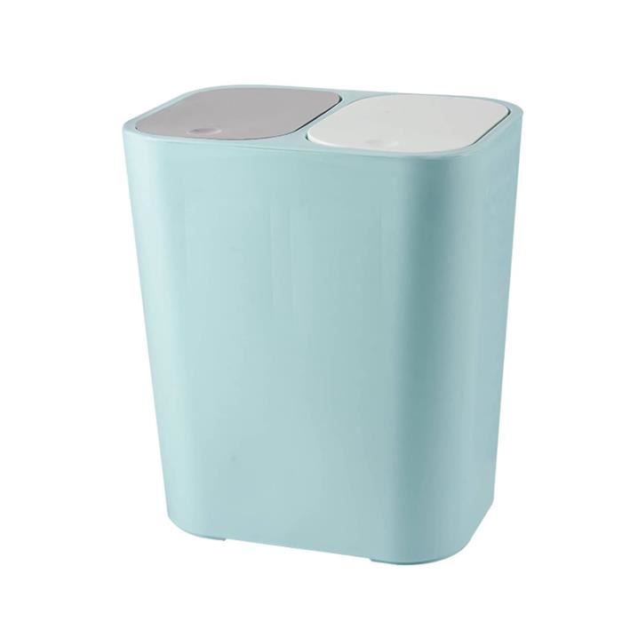 Poubelle Double 18L Avec Couvercle à Ouverture Manuelle - Pour Tri Sélectif Déchets Secs/humides, Design Compact - 7