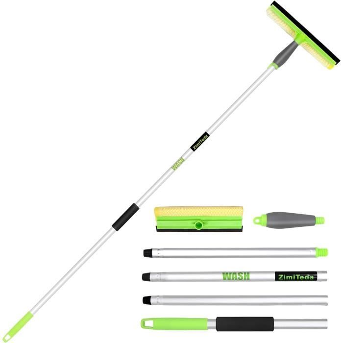 Lave-vitres Télescopique 2 En 1 Avec Éponge Et Raclette Jusqu'à 50 Cm - Nettoyage Facile Et Sans Traces Par Pearl