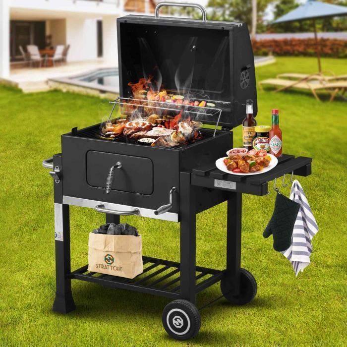 Strattore Barbecue au Charbon XL carré Charbon de Bois en