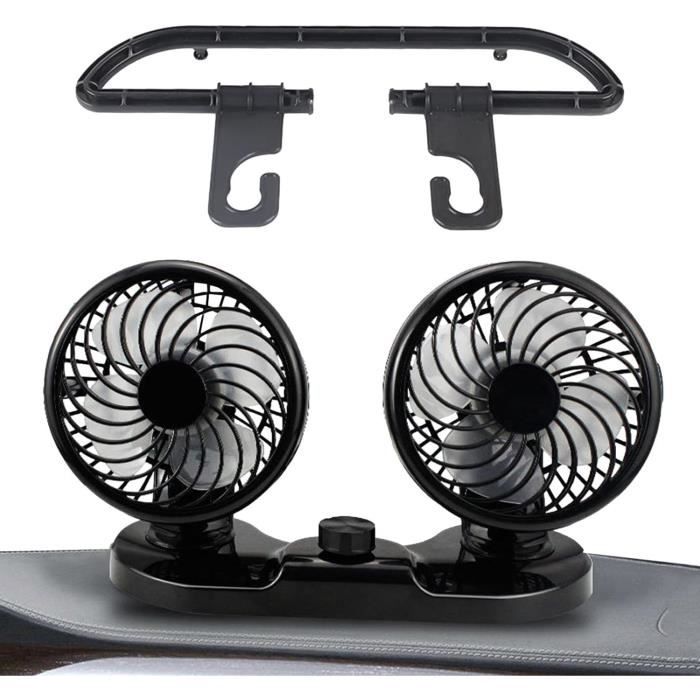 Ventilateur Voiture Double USB - 12V - 3 Vitesses - Noir Et Jaune