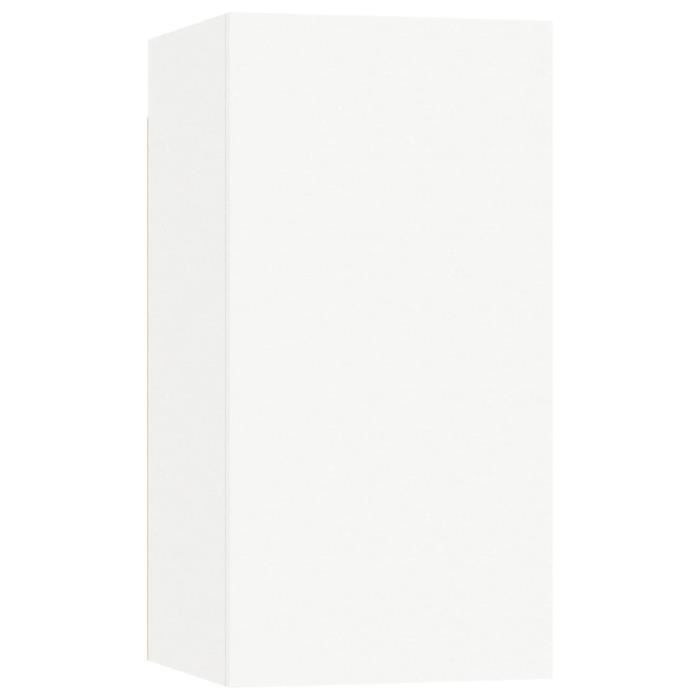 Meuble TV Blanc suspendu en bois dingénierie - Blanc - Rectangulaire - Contemporain - Design