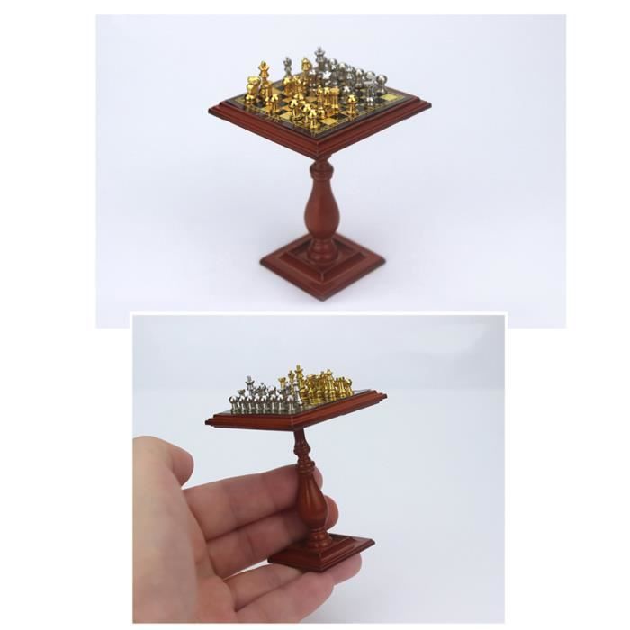 Miniature métal jeu d'échecs échecs Modèle Pour 1:12 Maison Chambre 