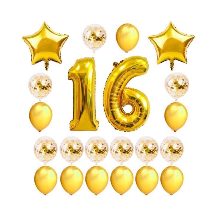 24 Pcs 16 Ans Joyeux Anniversaire Ballons Ballons Decoratifs Set Naturel Latex En Aluminium Film Paillettes Ballons Pour Fete D Anni Cdiscount Maison