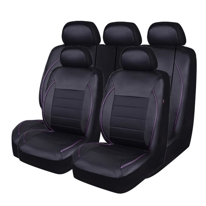 CAR PASS New Arrival Black and Black 6PC Car Passage Universel Cuir Housses de Si/ège Auto