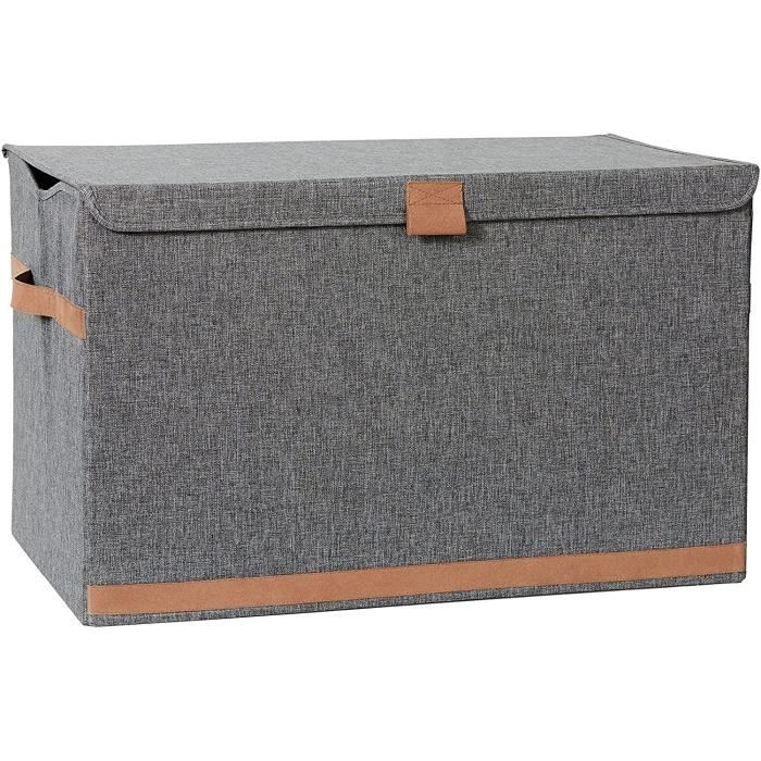 Love IT Store IT - Premium - Pouf de Rangement en Lin Pliable pour Salon ou Chambre avec Couvercle, Confort et Stabilité - Gris - 38x38x38 cm
