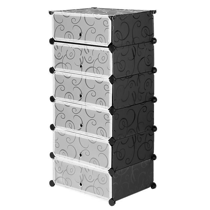 Armoire Étagère à Chaussures HSTURYZ 6 Niveaux - Meuble de Rangement L 45 x l 36 x H 105 cm - Noir