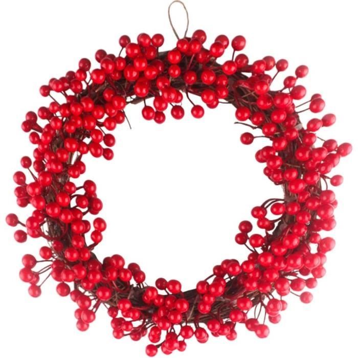 Couronne De Noël Artificielle En Forme De Larme - 50x30 Cm - Pommes De Pin, Baies - Intérieur/Extérieur